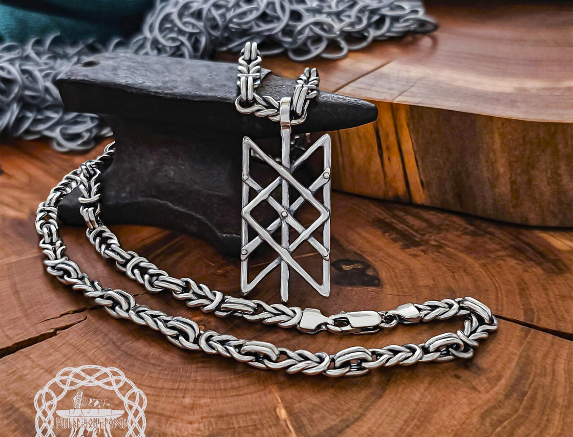 Sterling Silver Celtic Chain. Handmade Norse Jewelry Necklace.