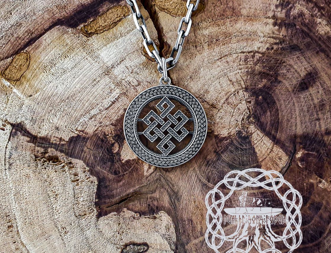 Elegant Endless Knot Pendant. Sterling Silver Handmade Necklace.