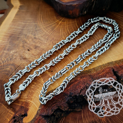 Sterling Silver Celtic Chain. Handmade Norse Jewelry Necklace.