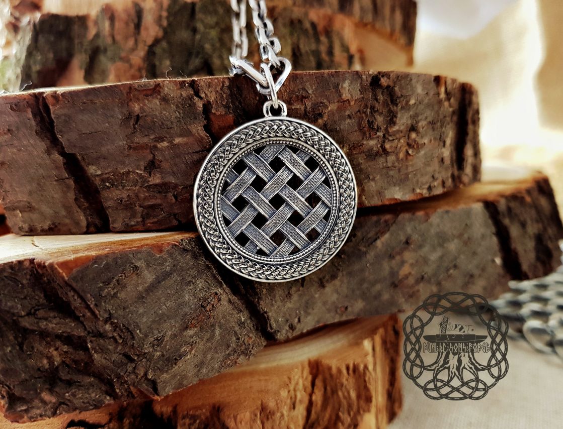 Handmade Sterling Silver Sown Field Pendant. Slavic Pagan Necklace.