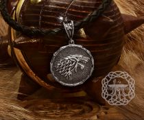 House Stark Pendant, Winter is Coming, Direwolf Pendant, Game of Thrones Pendant, Winterfell.