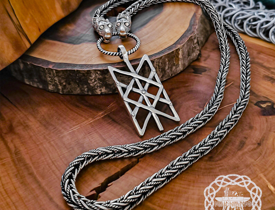 Handmade Sterling Silver Web of Wyrd Pendant. Viking Rune Necklace.