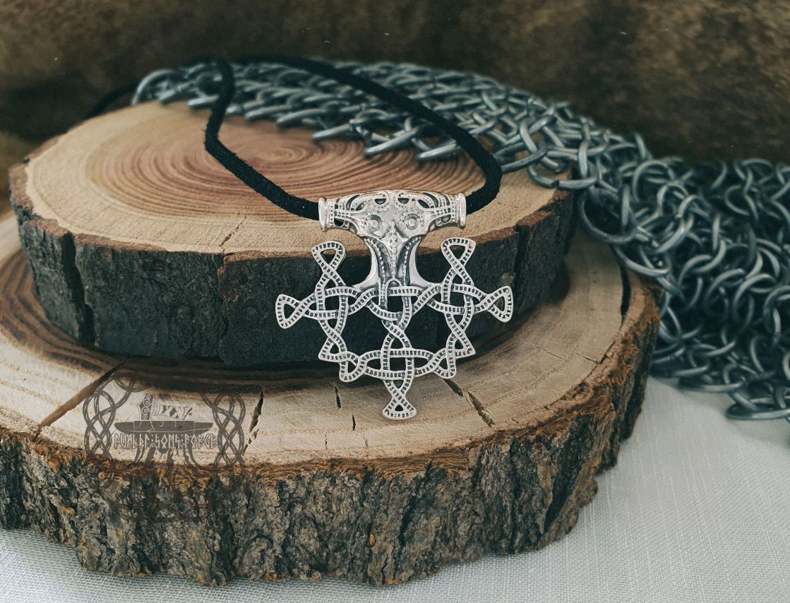 Viking Mjolnir Necklace Replica from Hiddensee. Sterling Silver Thor Hammer Pendant.