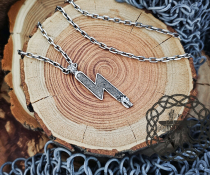 Handmade Norse Viking Sowilo Rune Wolf Pendant. Sterling Silver Runic Necklace.