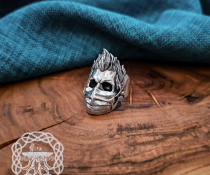 Handcrafted Sterling Silver Skull Ring. Rockabilly Biker Jewelry.