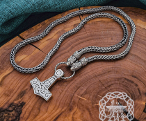 Authentic sterling silver wolfs head viking chain. Handmade norse necklace.