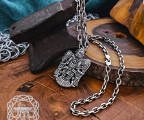 Handmade Sterling Silver Winged Man Pendant. Viking Replica Necklace.