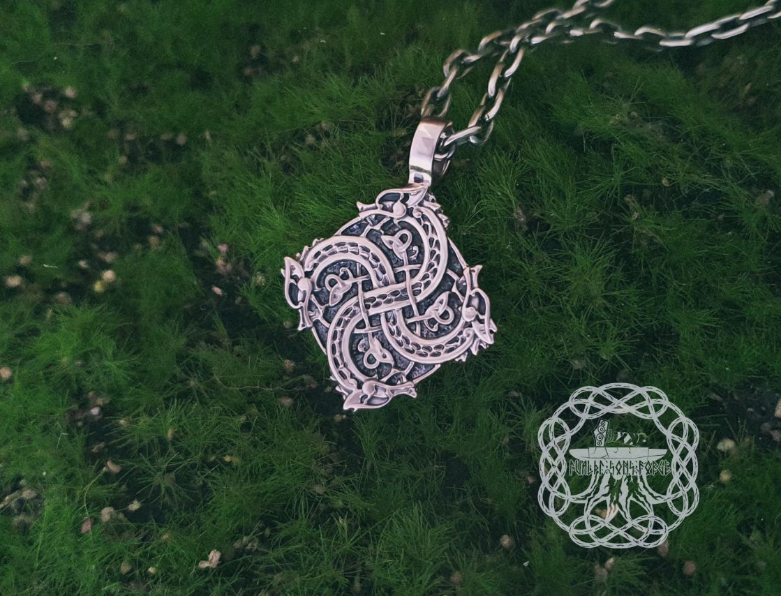 Handmade Sterling Silver Viking Dragon Pendant. Urnes Style Norse Jewelry.