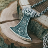 Norse Viking Axe Necklace. Sterling Silver Knot Design.