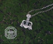 Goats Thor Hammer Pendant. Sterling Silver Viking Mjolnir Necklace.