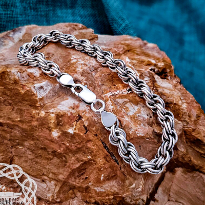 Sterling Silver Norse Bracelet. Handcrafted Viking Jewelry.