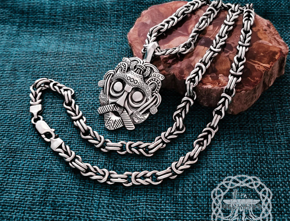 Handmade Sterling Silver Loki Mask Pendant. Viking Replica from Gnezdovo.