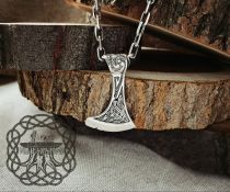 Sterling Silver Norse Pendant. Viking Axe Jewelry.
