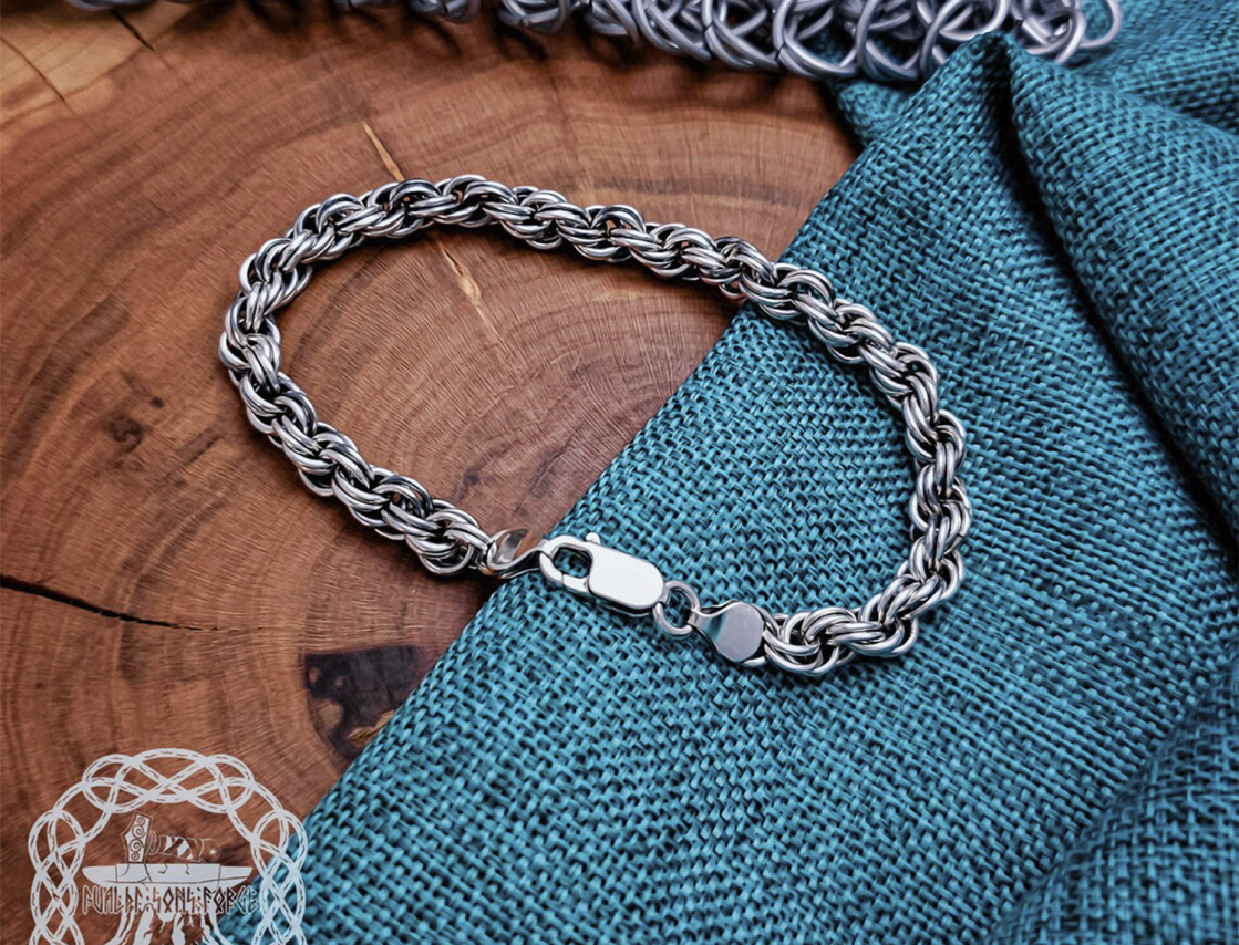 Sterling Silver Norse Bracelet. Handcrafted Viking Jewelry.