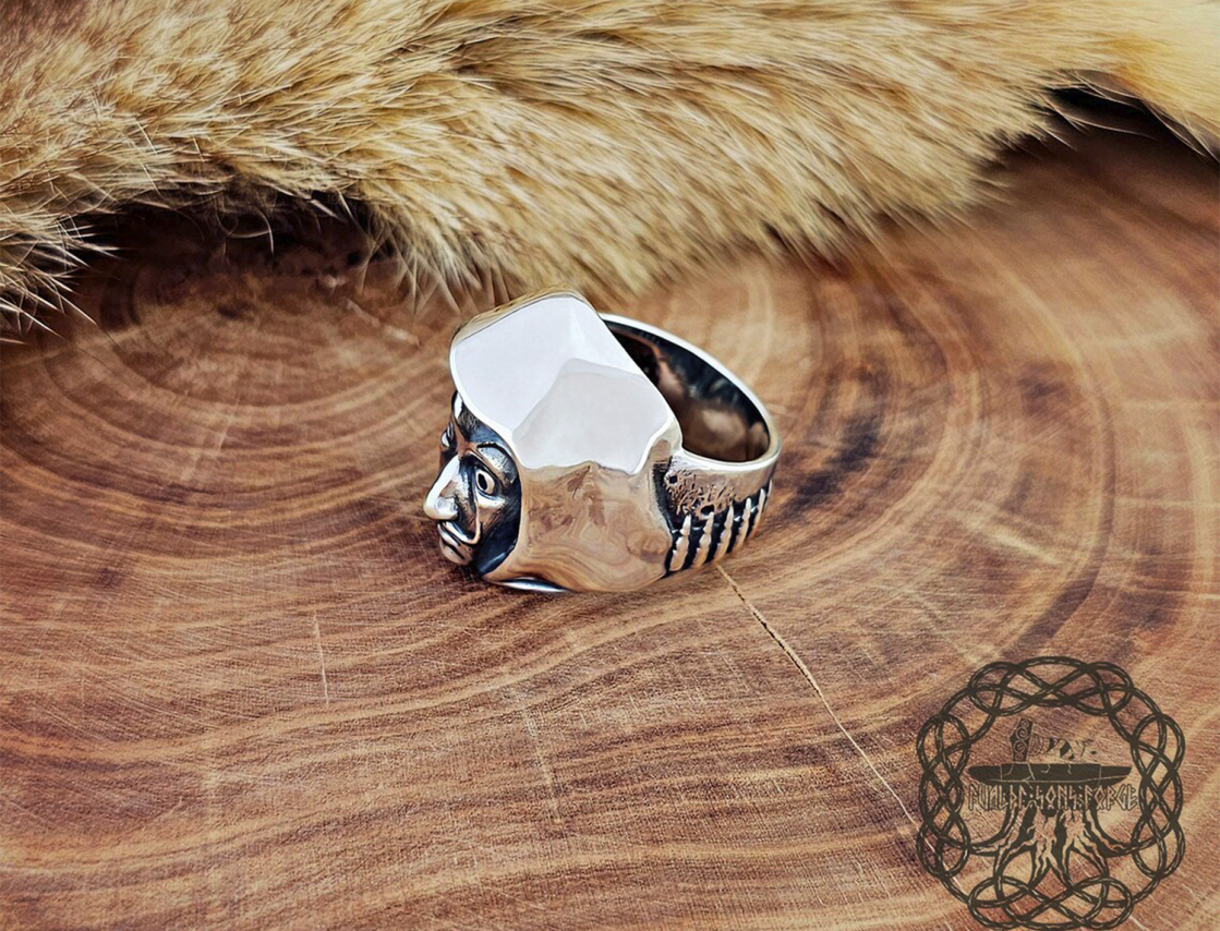 Sterling Silver Salvador Dali Ring. Hooded Design with Bandolier.