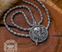 Handmade Sterling Silver Odin Necklace. Viking Raven Design.