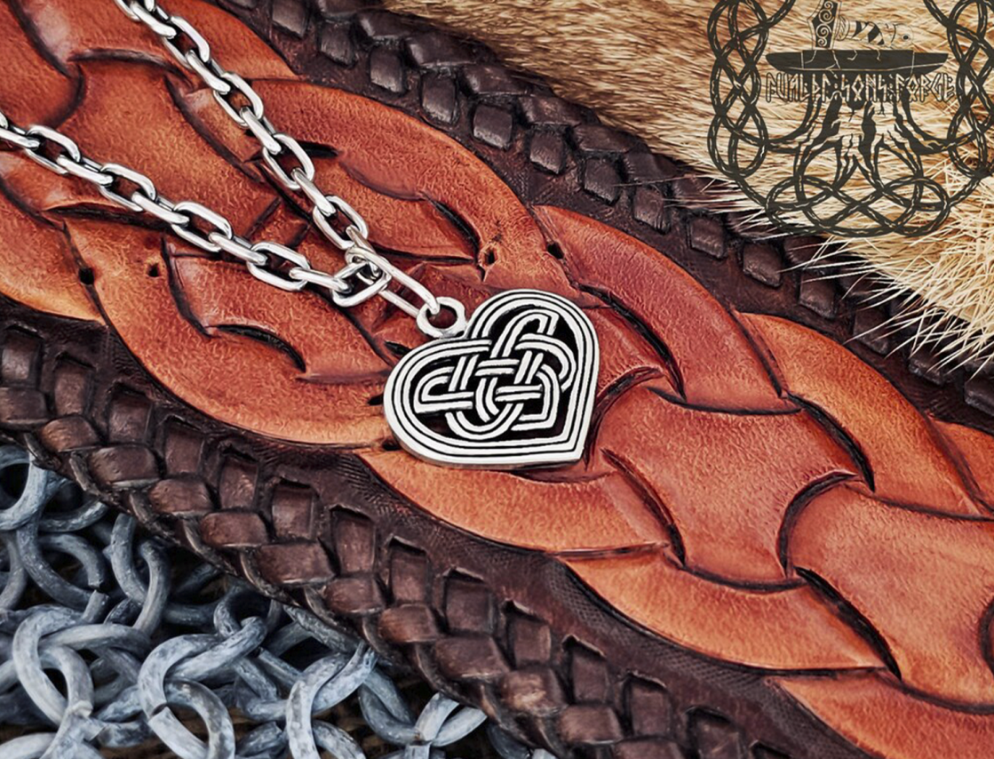 Sterling Silver Celtic Knot Heart Necklace. Womens Pendant Jewelry.