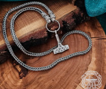 Authentic sterling silver wolfs head viking chain. Handmade norse necklace.