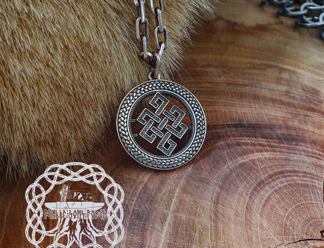 Elegant Endless Knot Pendant. Sterling Silver Handmade Necklace.