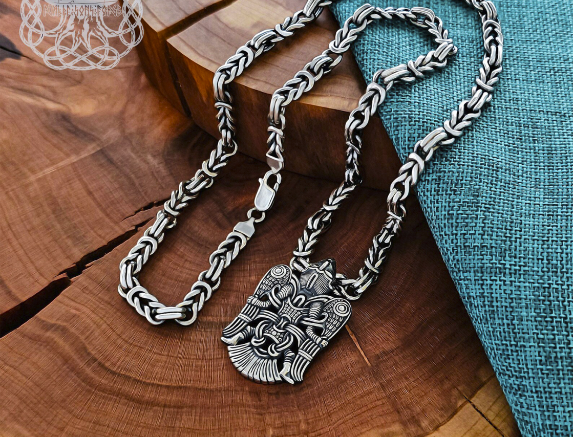 Sterling Silver Celtic Chain. Handmade Norse Jewelry Necklace.