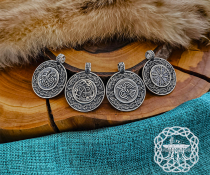 Handmade Sterling Silver Viking Vegvisir Pendant. Urnes Style Necklace.