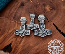 Sterling Silver Mammen Mjolnir Necklace. Handmade Viking Thor Hammer Pendant.