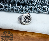 Sterling Silver Vegvisir Ring. Artisan Viking Jewelry.