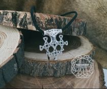 Viking Mjolnir Necklace Replica from Hiddensee. Sterling Silver Thor Hammer Pendant.