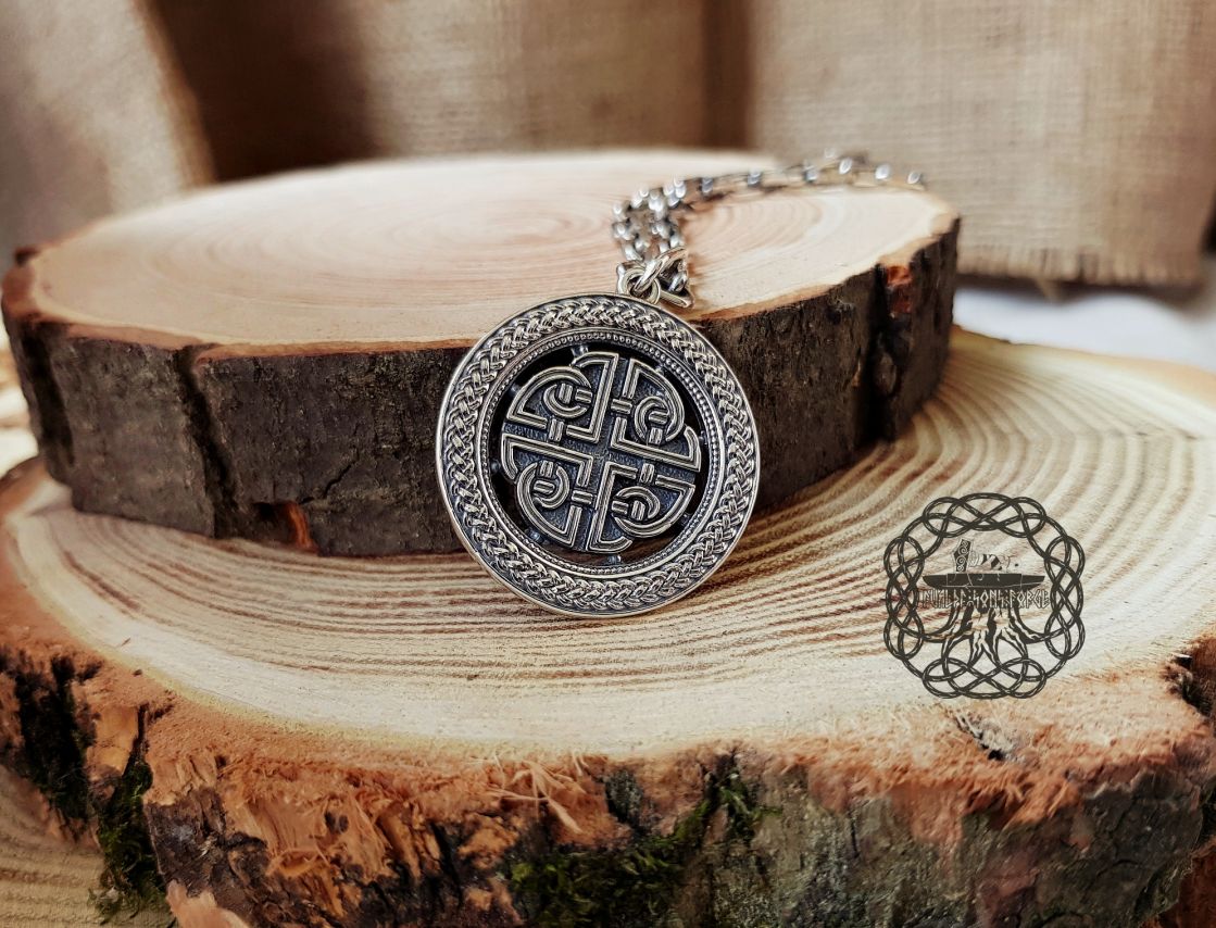 Handmade Sterling Silver Celtic Shield Knot Pendant. Norse Viking Jewelry.