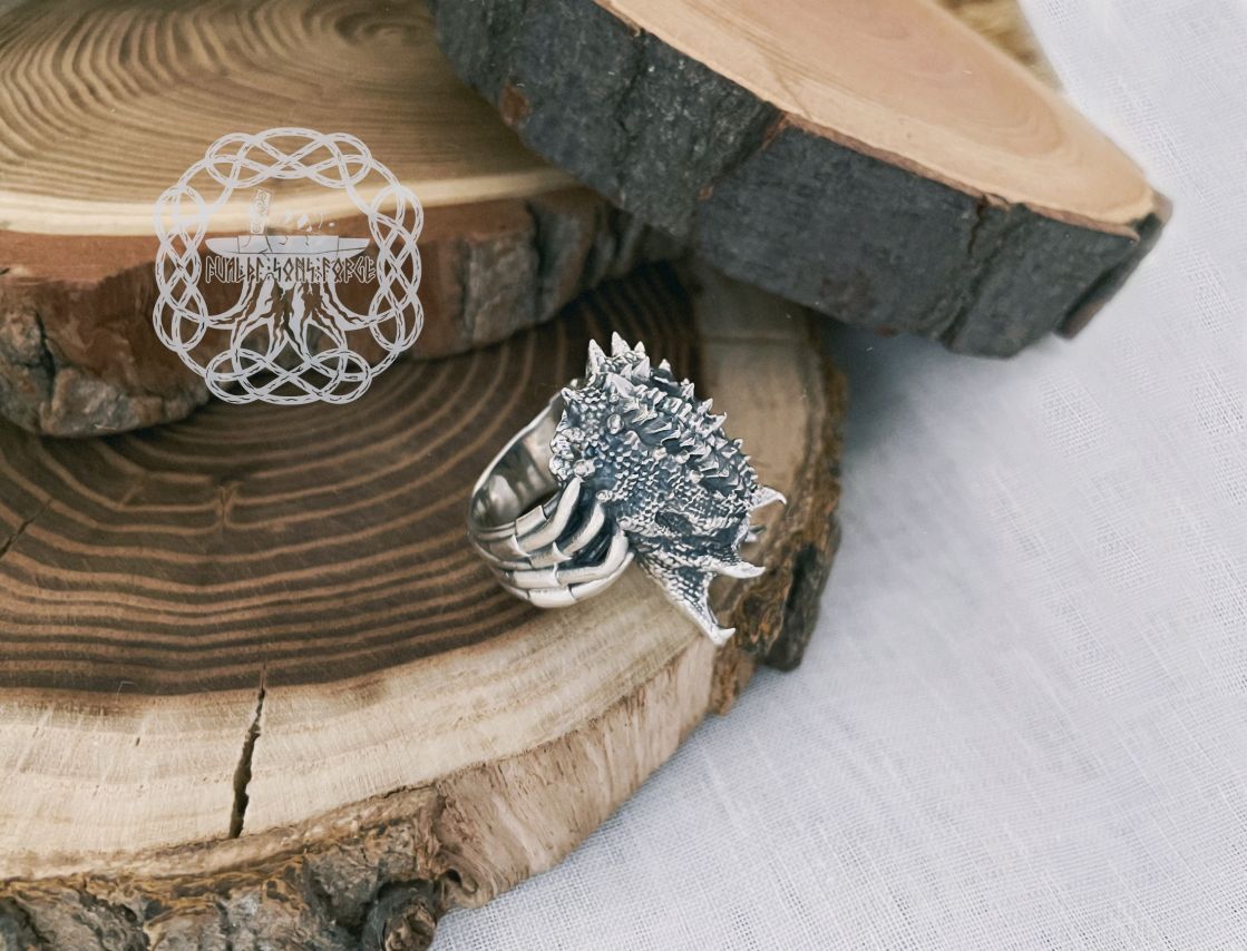 Sterling Silver Predator Ring. Unmasked Alien Design.