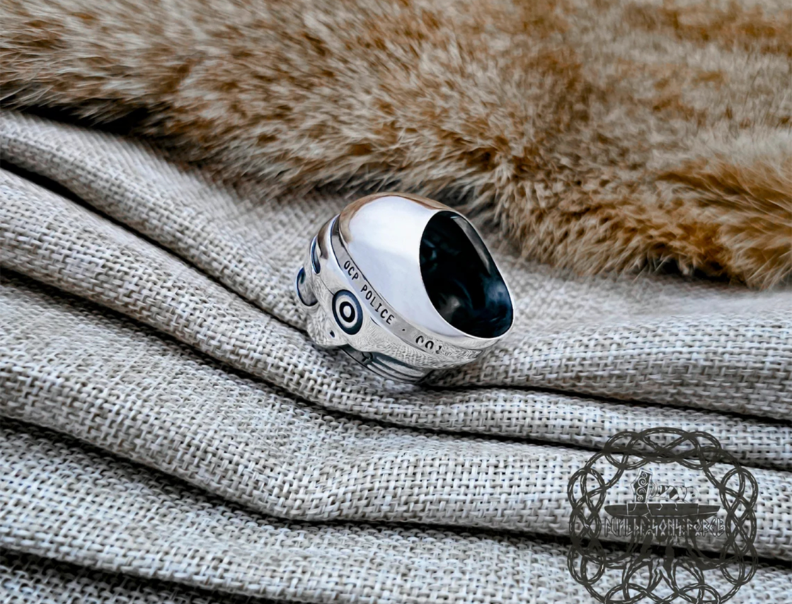 Robocop Sterling Silver Ring. Handmade Heroic Design.