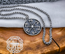 Handmade Sterling Silver Shield Pendant. Viking Axe Necklace.