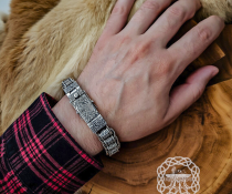 Sterling Silver Rune Bracelet with Cammin Casket Design. Handmade Viking Arm Ring.
