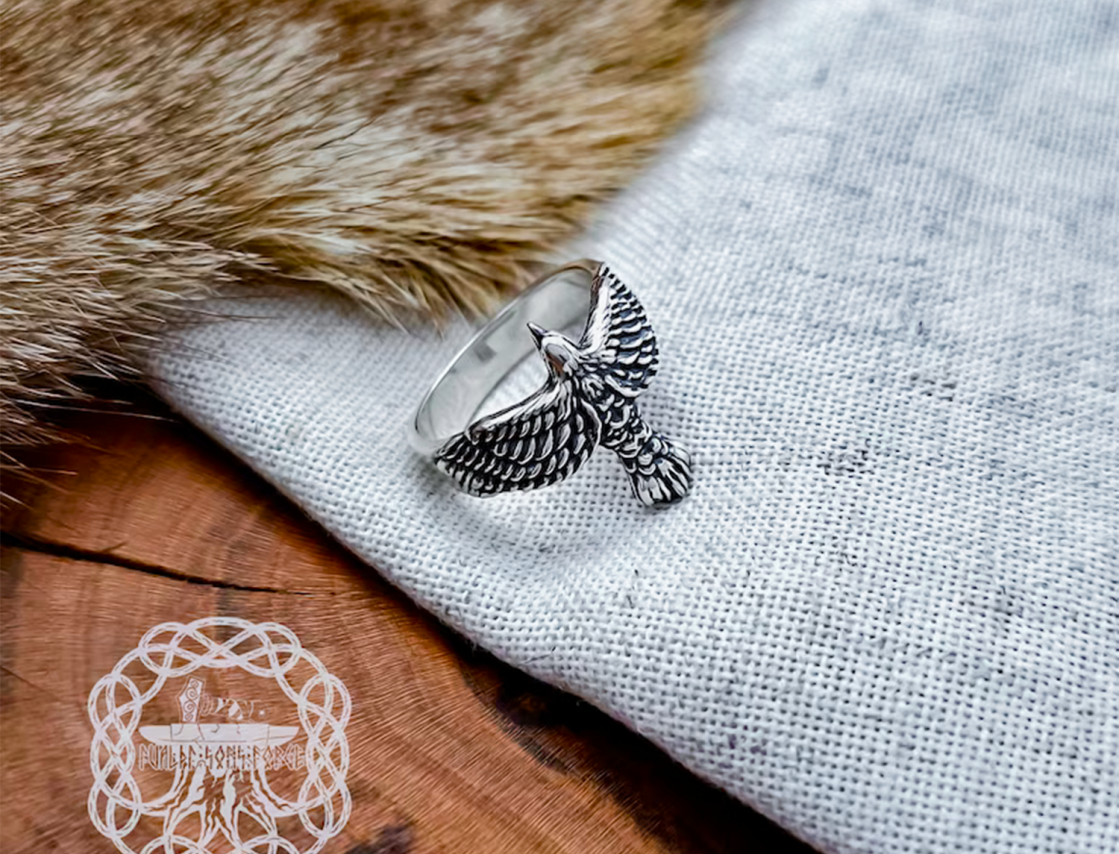 Sterling Silver Eagle Wing Ring. Artisan Crafted Animal Jewelry.