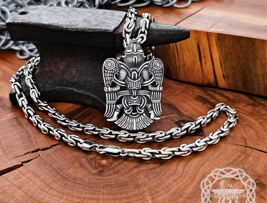 Stylized Sterling Silver Anchor Chain Necklace