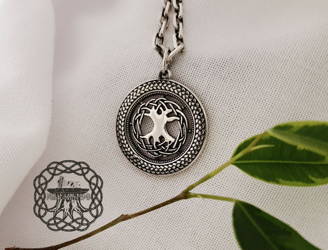 Handmade Sterling Silver Yggdrasil Pendant. Norse Viking Necklace.