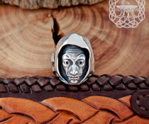 Sterling Silver Salvador Dali Ring. Hooded Design with Bandolier.