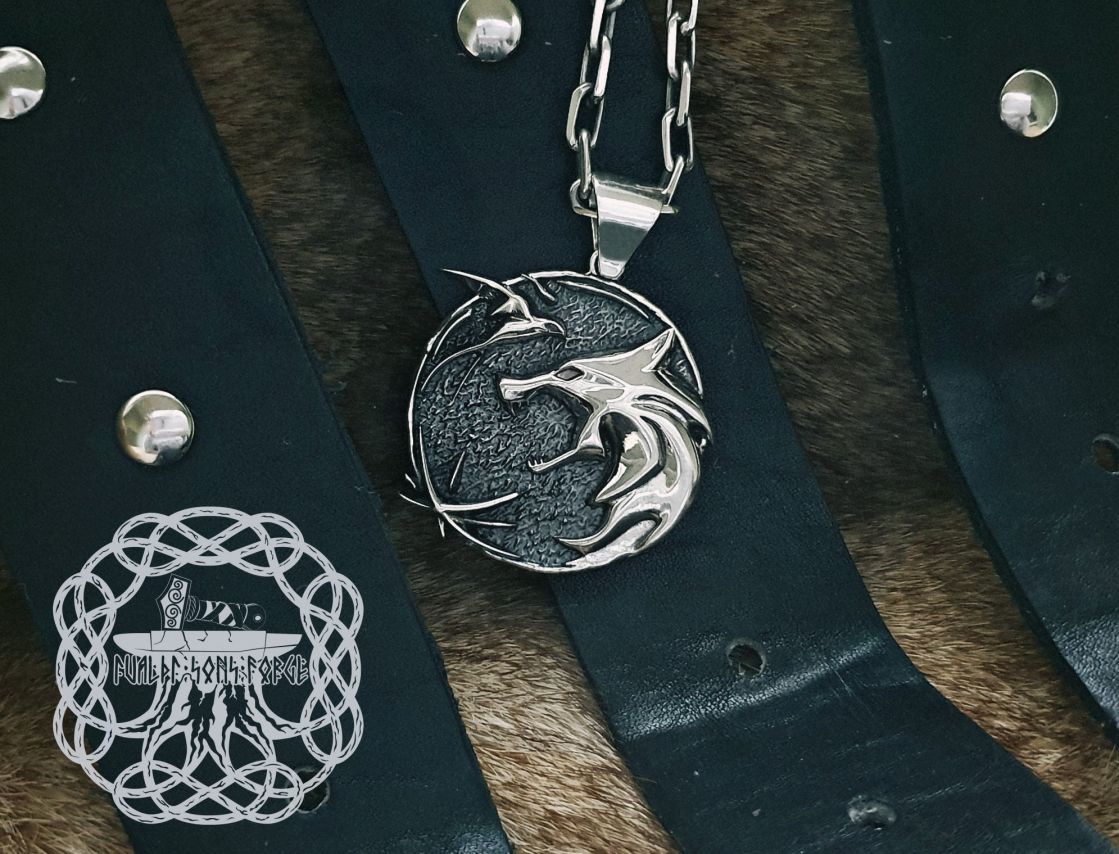 Wolf School Medallion Wolf Pendant Sterling Silver Cosplay Pendant Witcher Wolf School Necklace Witcher Medallion Witcher Pendant
