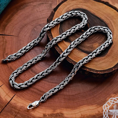 Sterling Silver Viking Chain. Authentic Handmade Norse Jewelry Necklace.
