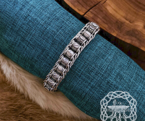 Sterling Silver Rune Bracelet with Cammin Casket Design. Handmade Viking Arm Ring.