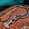Authentic sterling silver wolfs head viking chain. Handmade norse necklace.