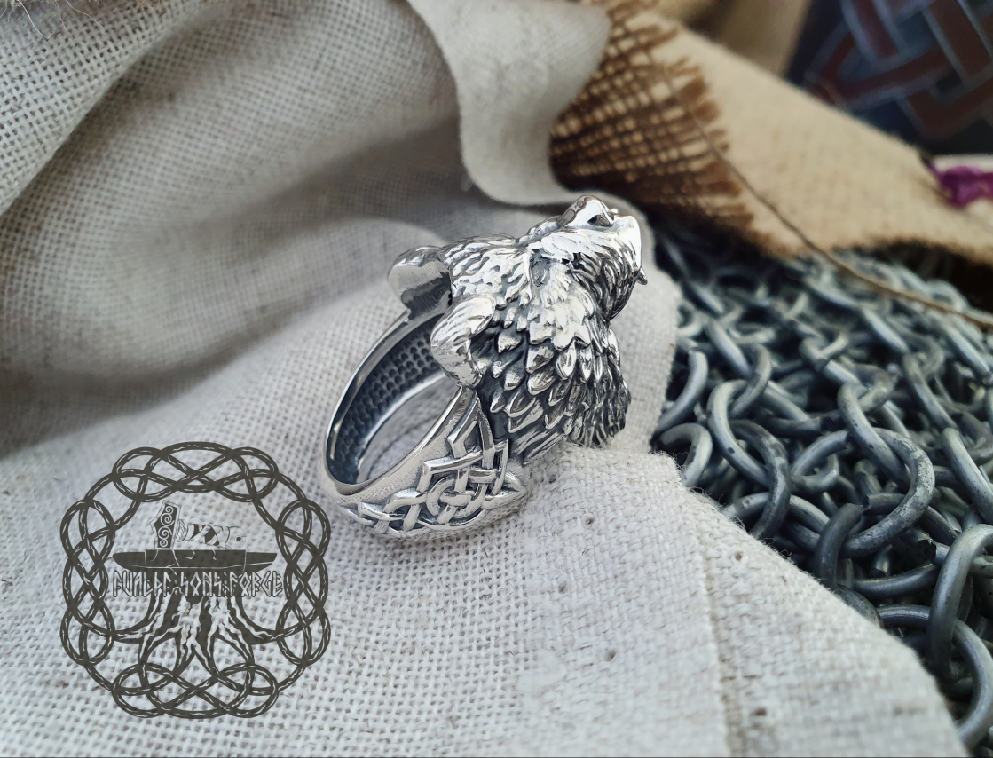 Handmade Sterling Silver Viking Berserker Ring. Norse Bear Jewelry.