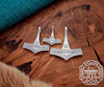 Handmade Thor hammer viking replica necklace. Sterling silver Romersdal mjolnir pendant. 
