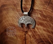 Handmade Sterling Silver Viking Lunula Pendant. Norse Amulet Necklace.