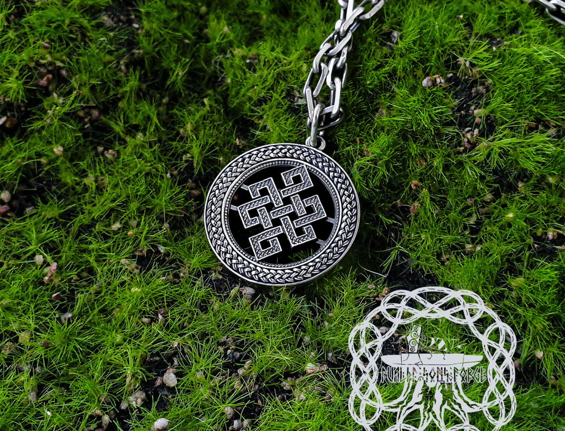 Elegant Endless Knot Pendant. Sterling Silver Handmade Necklace.