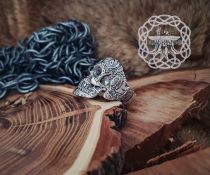 Sterling Silver Aztec Skull Ring. Maya Inspired Biker Design.