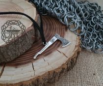 Sterling Silver Viking Axe Necklace. Featuring Valknut and Helm of Awe.