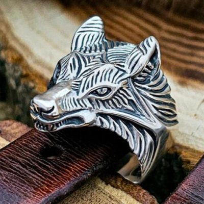 Sterling Silver Viking Wolf Ring. Artisan Norse Jewelry.