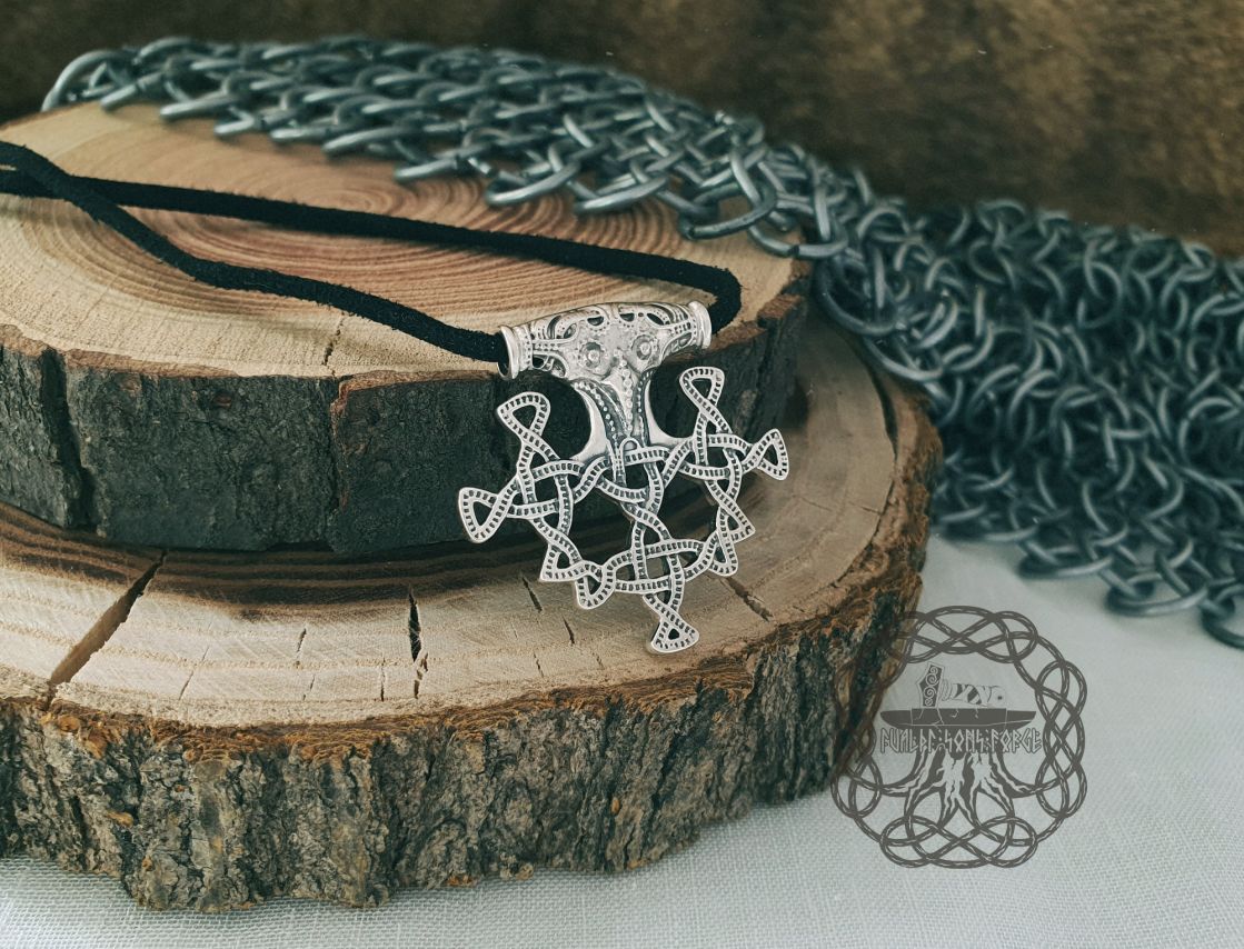 Viking Mjolnir Necklace Replica from Hiddensee. Sterling Silver Thor Hammer Pendant.