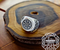 Sterling Silver Helm of Awe Ring. Artisan Viking Jewelry.